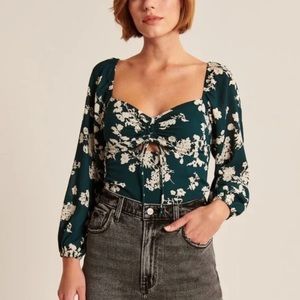 Abercrombie and Fitch Green cutout long sleeve blouse